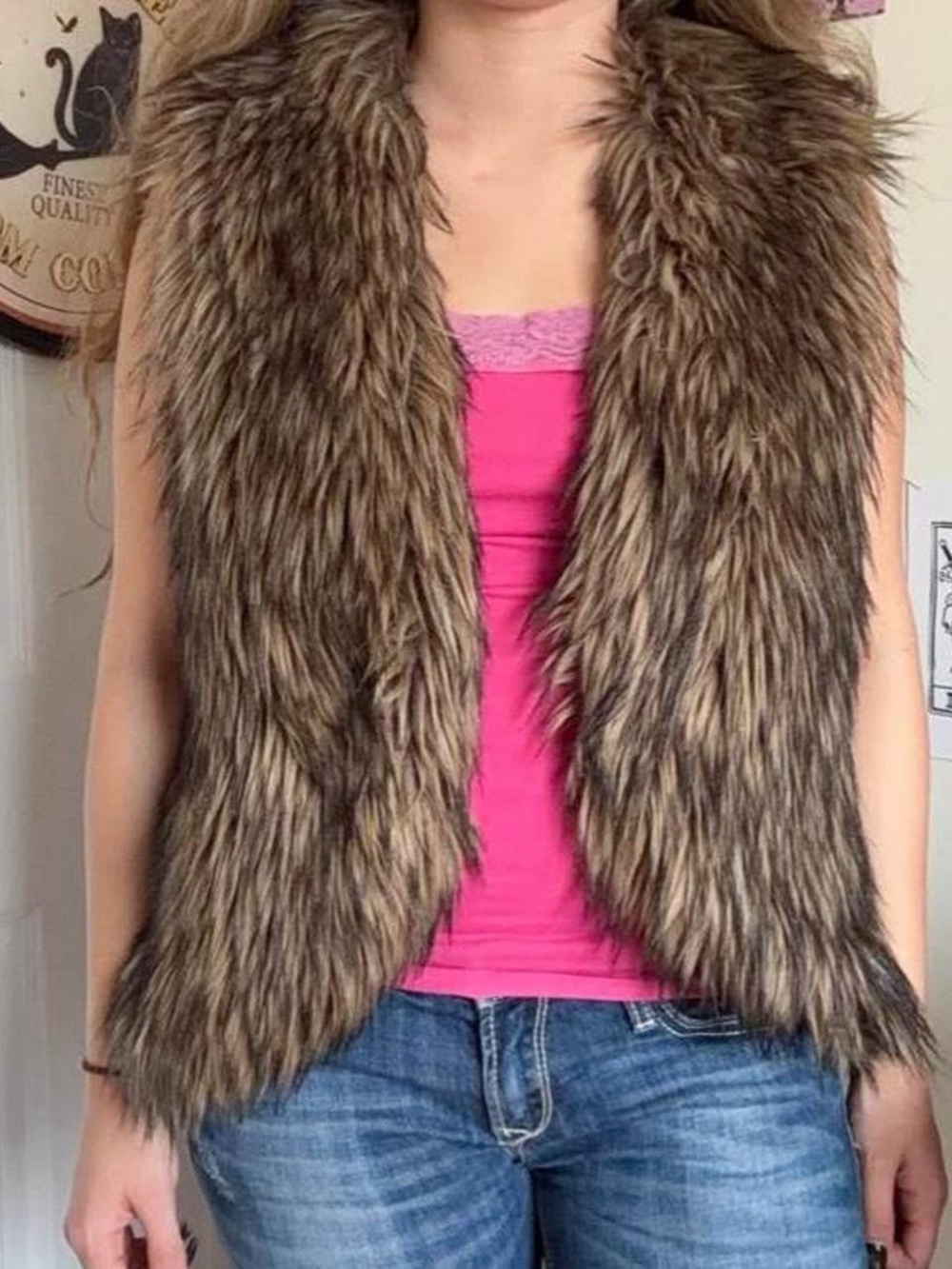 Ecote Faux Fur Vest in Brown